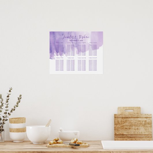 Poster Graphique d'assise violet pourpre à l'eau (Cuisine)