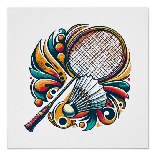 Poster Graphique de badminton (Devant)