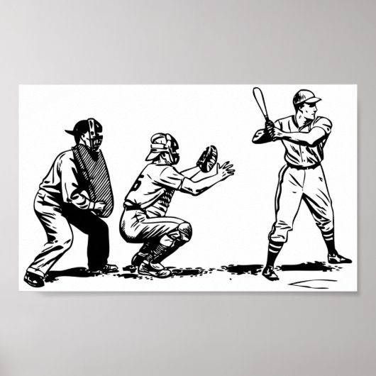Poster Graphique de baseball vintage (Devant)