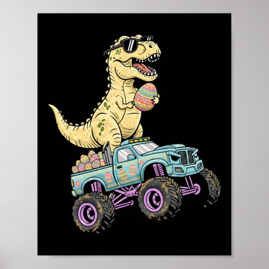 Poster Graphique de camion monstre T Rex de Pâques pour e (Devant)