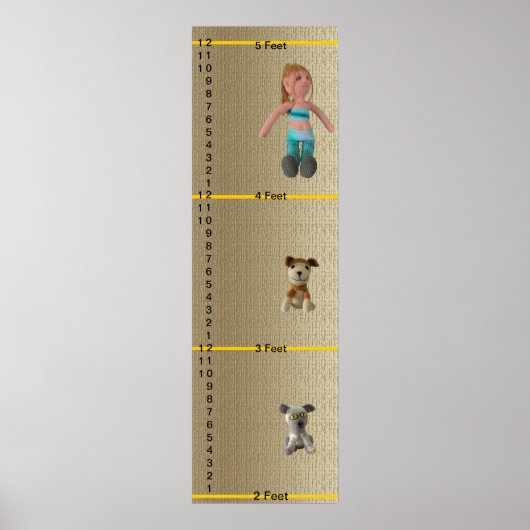Poster Graphique de croissance - Chat de chien et Poupées (Devant)