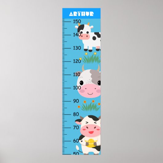 Poster Graphique de croissance de la vache à bébé mignonn (Devant)
