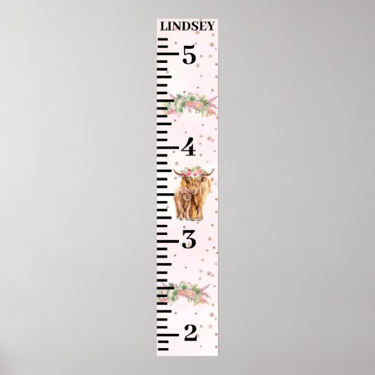 Poster Graphique de croissance de la vache blanche rose (Devant)