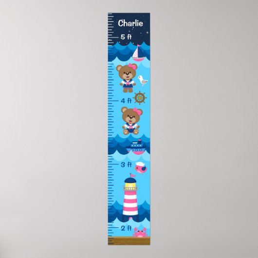 Poster Graphique de croissance de l'ours rose et de la ma (Devant)