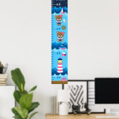 Poster Graphique de croissance de l'ours rose et de la ma (Bureau à domicile)