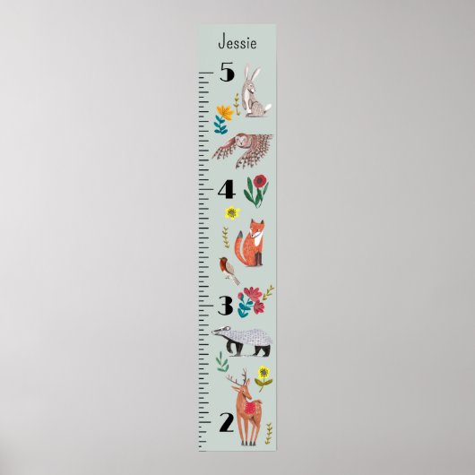 Poster Graphique de croissance des animaux de bois mignon (Devant)