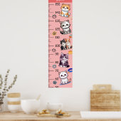 Poster Graphique de croissance des chats mignons (Cuisine)