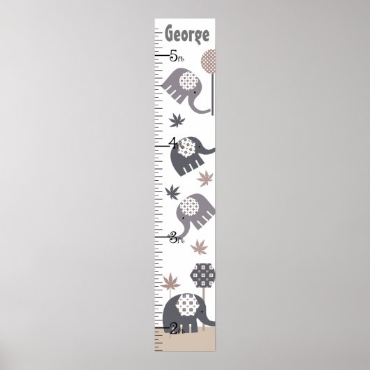 Poster Graphique de croissance des éléphants gris et bron (Devant)