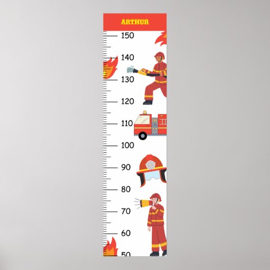 Poster Graphique de croissance des pompiers mignons (Devant)