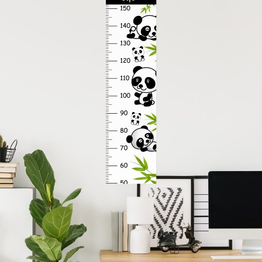 Poster Graphique de croissance du panda mignon (Bureau à domicile)