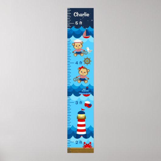 Poster Graphique de croissance du singe rouge et de la ma (Devant)