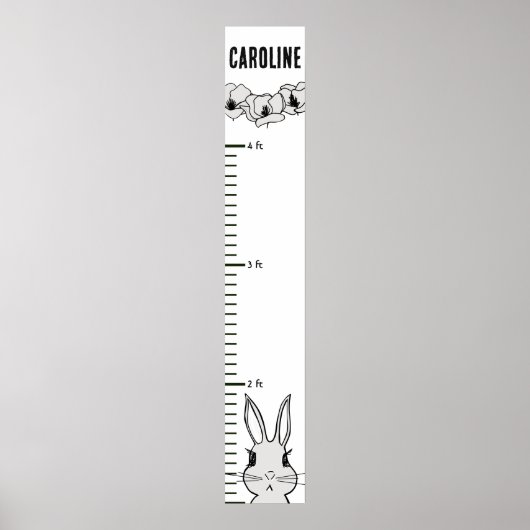 Poster Graphique de croissance florale de lapin lapin (Devant)