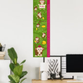 Poster Graphique de croissance pour enfants - Singes fill (Bureau à domicile)