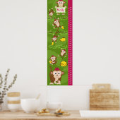 Poster Graphique de croissance pour enfants - Singes fill (Cuisine)
