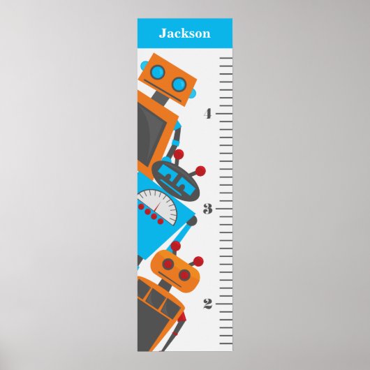Poster Graphique de croissance Robot Trio Enfants (Devant)