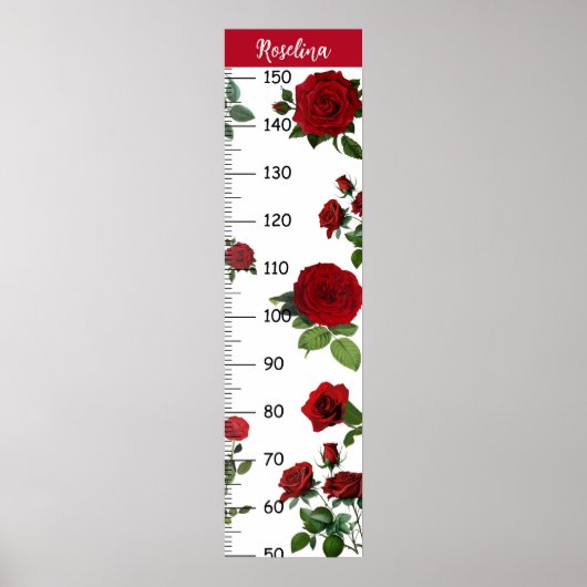 Poster Graphique de croissance Rose Élégant Filles Mesure (Devant)