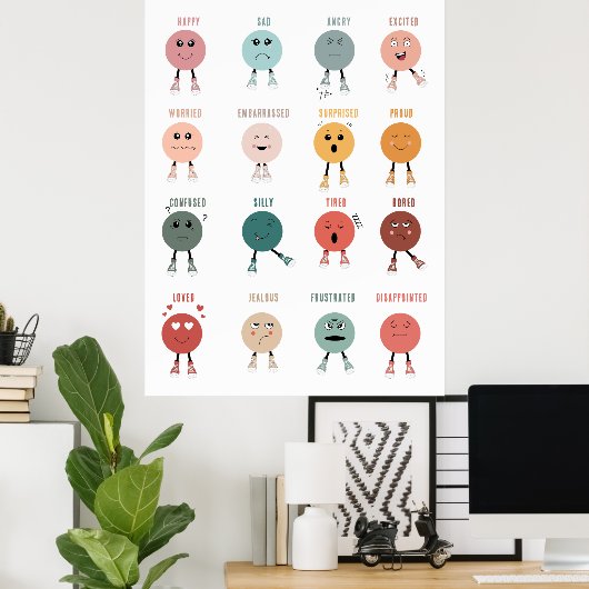 Poster Graphique de décor de classe pour les sentiments e (Bureau à domicile)