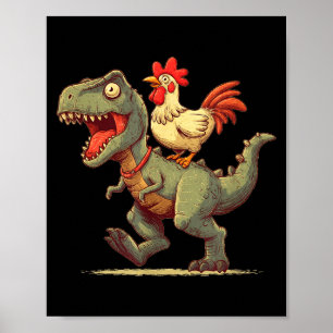 Poster Graphique de dinosaure amusant à cheval sur un pou