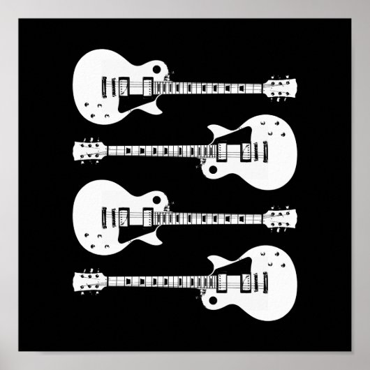 Poster Graphique de guitares électriques en blanc (Devant)