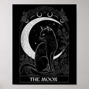 Poster Graphique de la carte Tarot Crescent Moon Cat pour