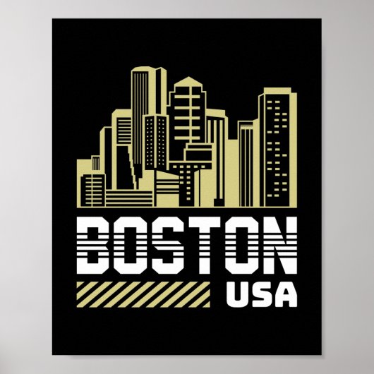 Poster Graphique de la skyline de Boston États-Unis | Vil (Devant)