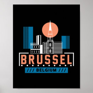 Poster Graphique de la vue panoramique de Bruxelles Belgi