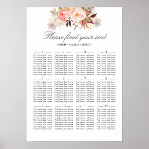 Poster Graphique de mariage élégant à floral rose vif