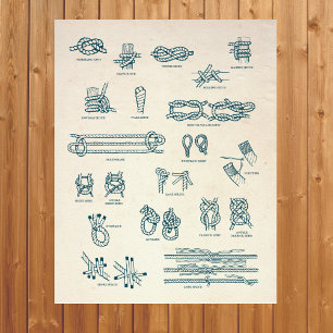 Poster Graphique de noeuds et de branches nautiques