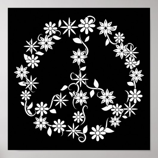 Poster Graphique de paix Simple Étoiles & Fleurs (Devant)