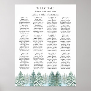 Poster Graphique de paramètres de mariage de forêt de pin