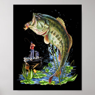 Poster Graphique de pêche Bouche grande B Poisson