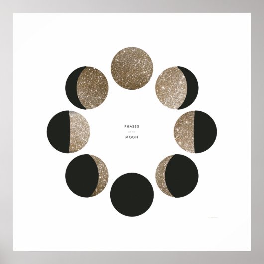 Poster Graphique de phase de la Parties scintillant d'or (Devant)