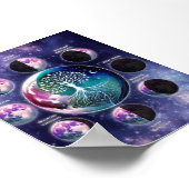 Poster Graphique de phase de lune avec arbre de vie | Cél (Coin)