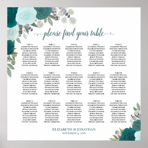 Poster Graphique de placement 15 tables élégantes roses s