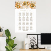 Poster Graphique de placement 16 tables mariage floral or (Bureau à domicile)