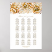 Poster Graphique de placement 16 tables mariage floral or (Devant)