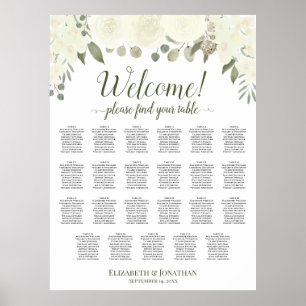 Poster Graphique de placement 23 tables en ivoire blanc f