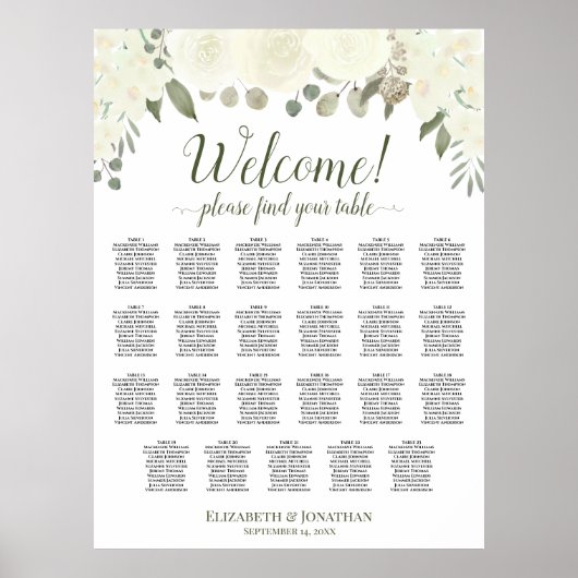 Poster Graphique de placement 23 tables en ivoire blanc f (Devant)