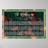 Poster Graphique de placement de 30 tables avec cadre dor (Devant)