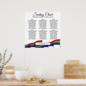 Poster Graphique de placement de 6 tables de mariage avec (Cuisine)