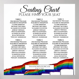 Poster Graphique de placement de 6 tables de mariage avec