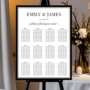 Poster Graphique de placement de mariage à bordure classi