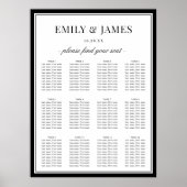 Poster Graphique de placement de mariage à bordure classi (Devant)