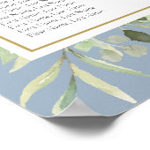 Poster Graphique de placement de mariage à feuillage verd (Coin)