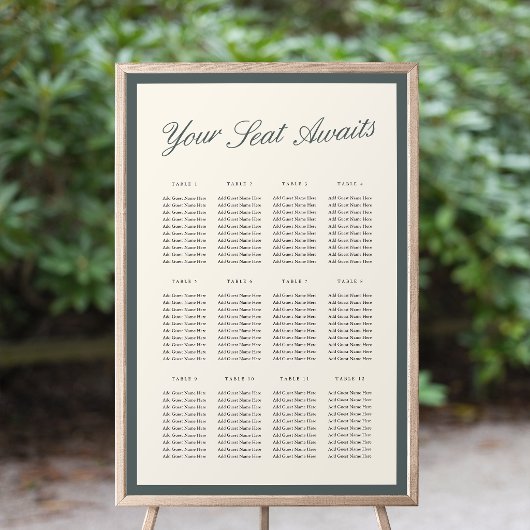 Poster Graphique de placement de mariage à l'écriture cla