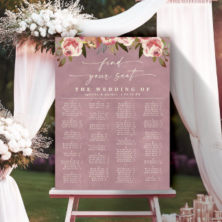 Poster Graphique de placement de mariage alphabétique ros