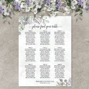 Poster Graphique de placement de mariage aux 9 tables ave