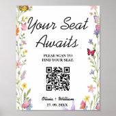 Poster Graphique de placement de mariage aux fleurs sauva (Devant)
