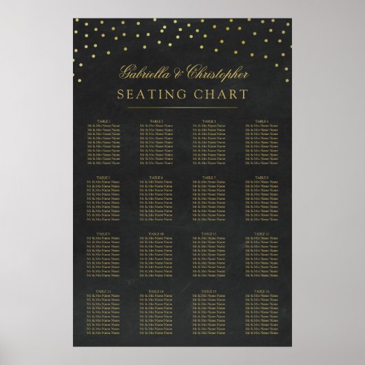 Poster Graphique de placement de mariage avec confettis d (Devant)