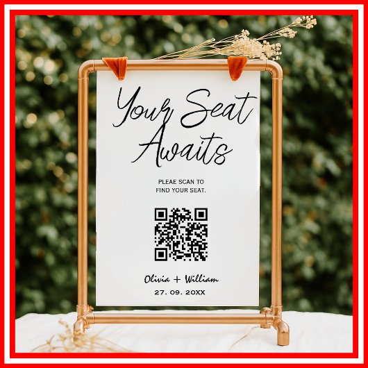 Poster Graphique de placement de mariage Code QR Écriture